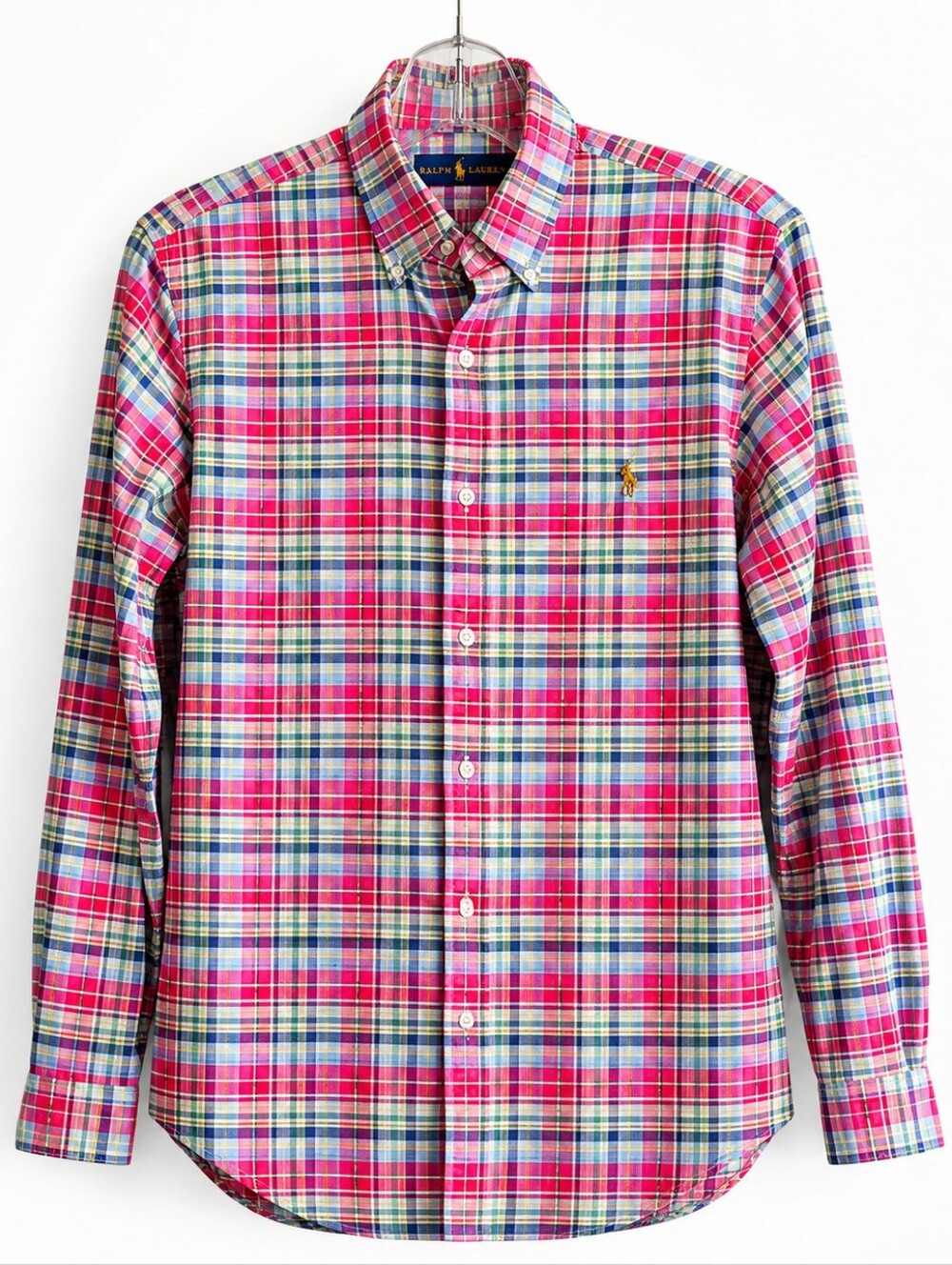 Ralph Lauren Men's Long Sleeve Plaid Button-Down Shirt Size SP Pink Blue Cotton